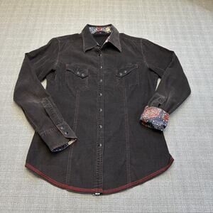 Georg Roth Western Shirt Womens Medium Corduroy‎ Rockabilly Snap Up Cowgirl
